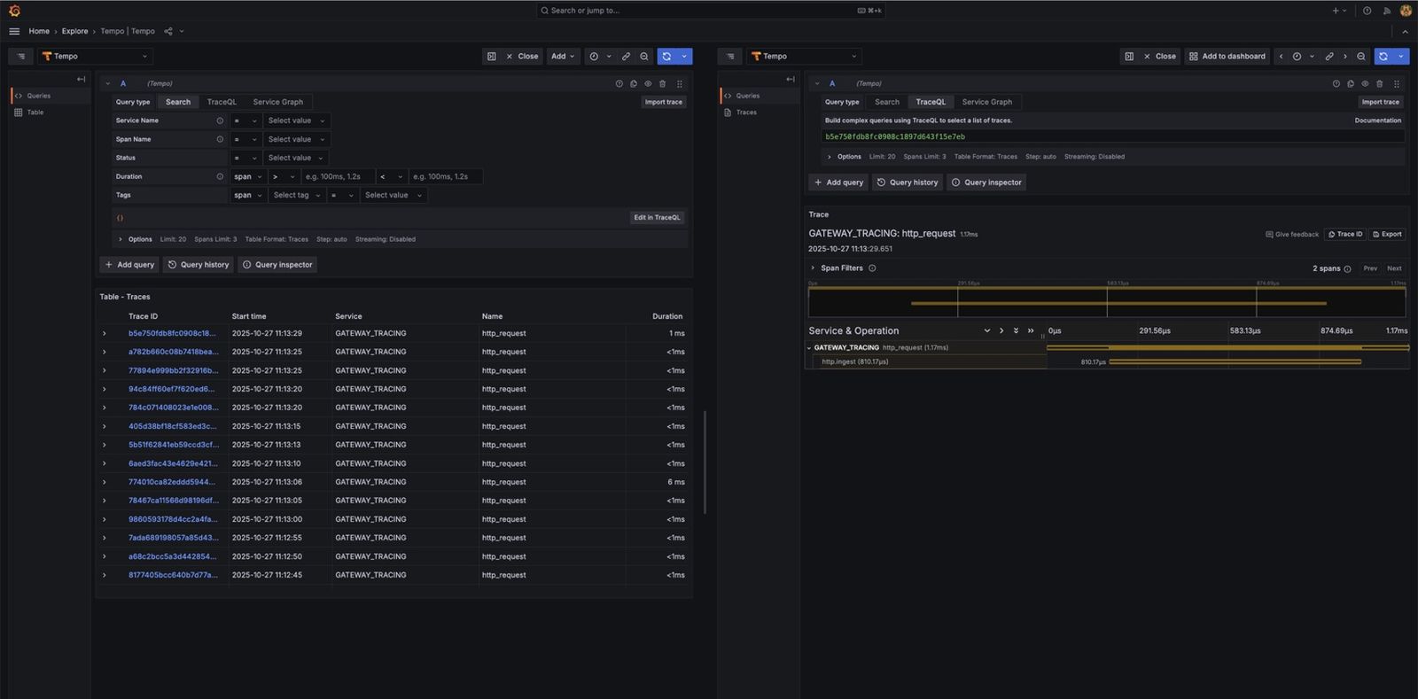 OpenTelemetry trace visualization