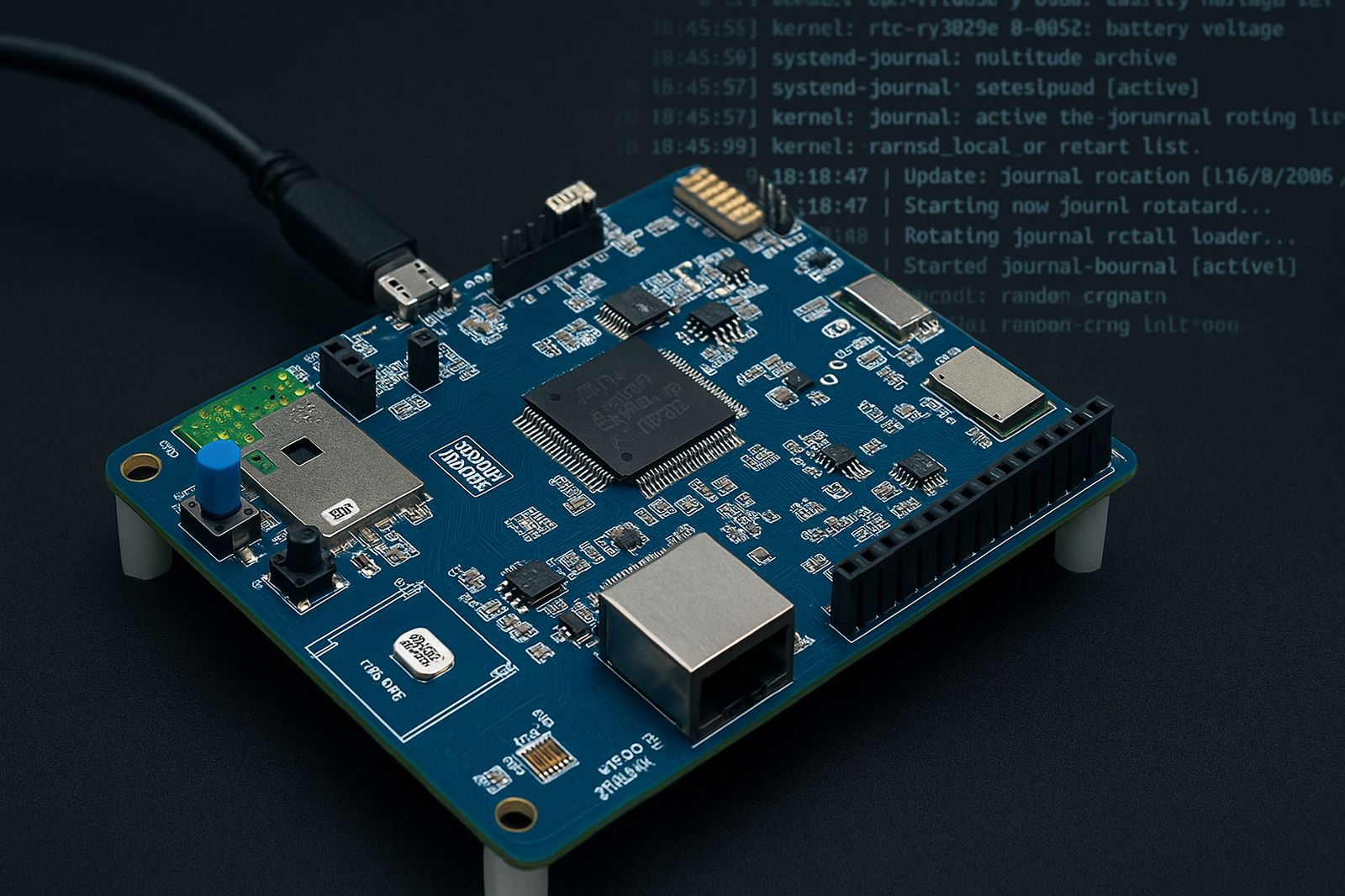 STM32 IoT board connected for telemetry tests